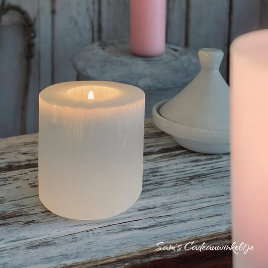 Waxinelicht houder Seleniet